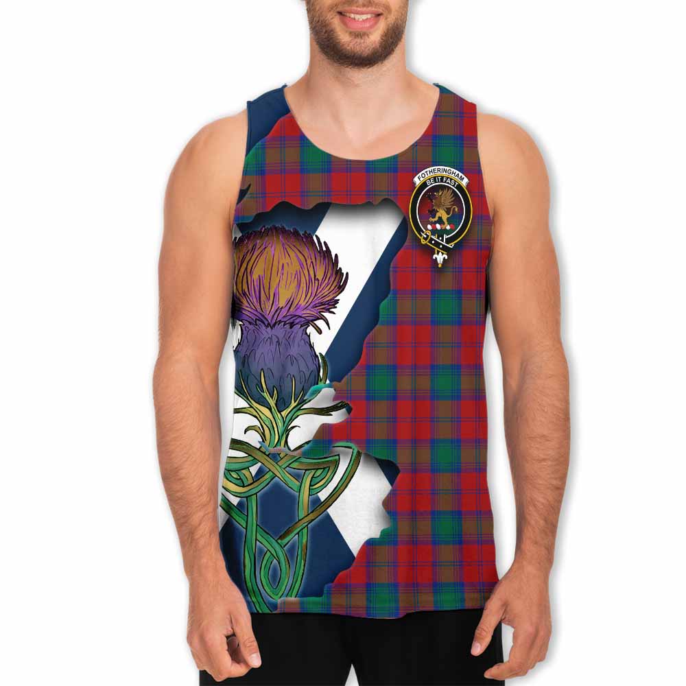 Tartan Vibes Clothing Fotheringham (Fotheringhame) Tartan Family Crest Men's Tank Top Scottish Thistle Celtic Inspired