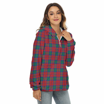 Fotheringham (Fotheringhame) Tartan Women's Borg Fleece Hoodie with Half Zip
