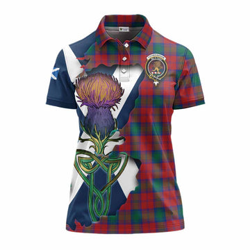 Fotheringham (Fotheringhame) Tartan Family Crest Women's Polo Shirt Scottish Thistle Celtic Inspired