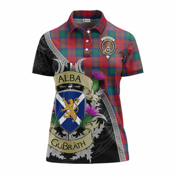 Fotheringham (Fotheringhame) Tartan Family Crest Women's Polo Shirt Lion Rampant Royal Thistle Shield Celtic Inspired