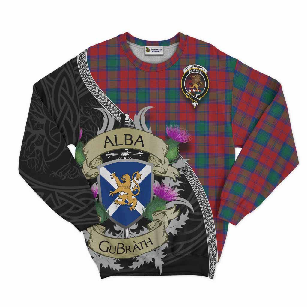 Tartan Vibes Clothing Fotheringham (Fotheringhame) Tartan Family Crest Sweatshirt Lion Rampant Royal Thistle Shield Celtic Inspired