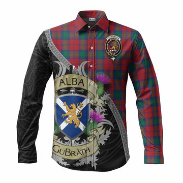 Fotheringham (Fotheringhame) Tartan Family Crest Long Sleeve Button Shirt Lion Rampant Royal Thistle Shield Celtic Inspired