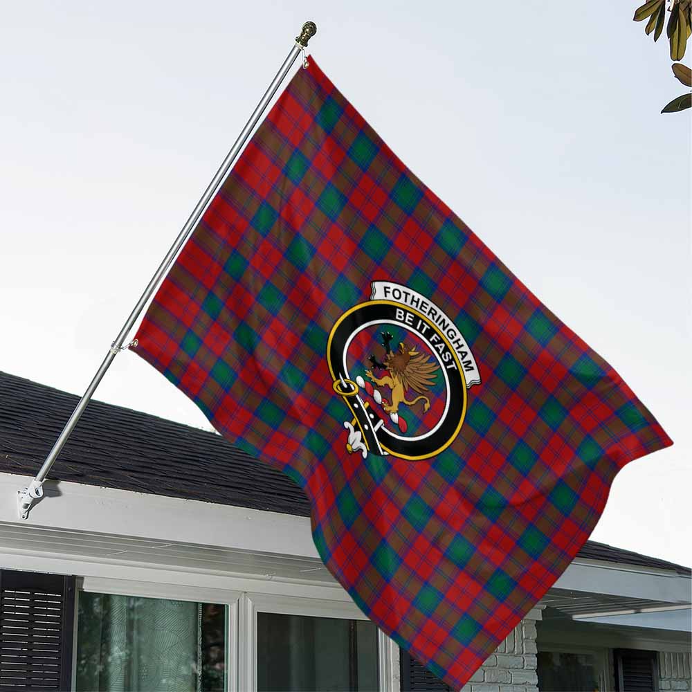 Tartan Vibes Clothing Fotheringham (Fotheringhame) Tartan House Flag with Family Crest