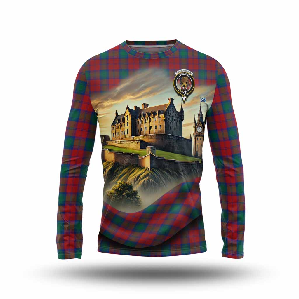 Tartan Vibes Clothing Fotheringham (Fotheringhame) Tartan Family Crest Long Sleeve T-Shirt with Scottish Ancient Castle Style