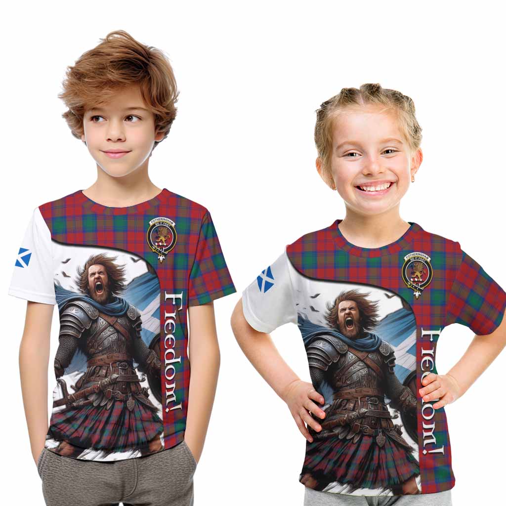 Tartan Vibes Clothing Fotheringham (Fotheringhame) Crest Tartan Kid T-Shirt Inspired by the Freedom of Scottish Warrior