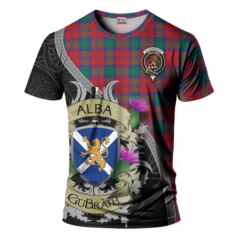 Tartan Vibes Clothing Fotheringham (Fotheringhame) Tartan Family Crest T-Shirt Lion Rampant Royal Thistle Shield Celtic Inspired