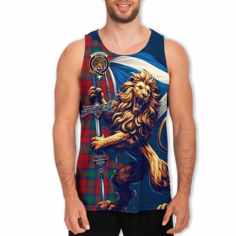 Tartan Vibes Clothing Fotheringham (Fotheringhame) Tartan Family Crest Men's Tank Top with Scottish Majestic Lion