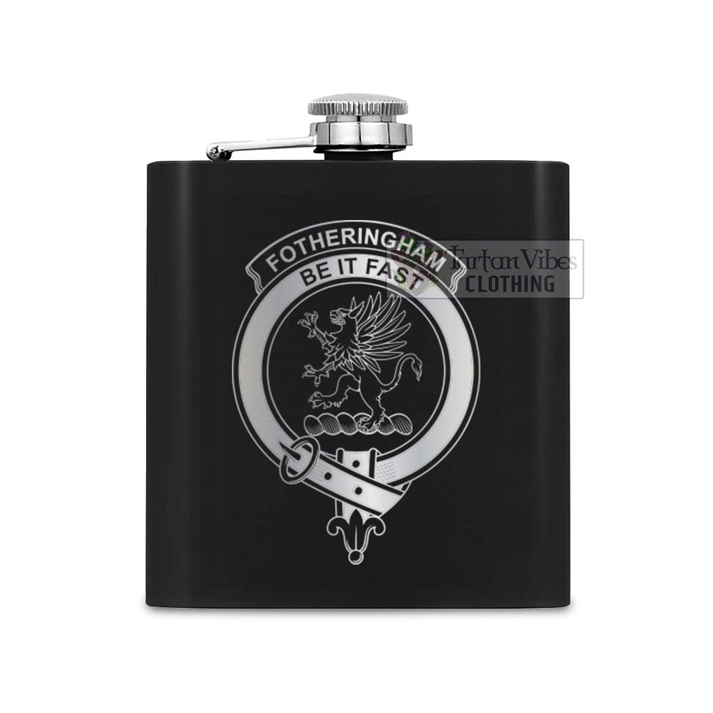 Tartan Vibes Clothing Fotheringham (Fotheringhame) Crest Hip Flask Set 7oz Black Stainless Steel with A Gift Box