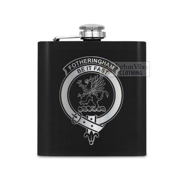Tartan Vibes Clothing Fotheringham (Fotheringhame) Crest Hip Flask Set 7oz Black Stainless Steel with A Gift Box
