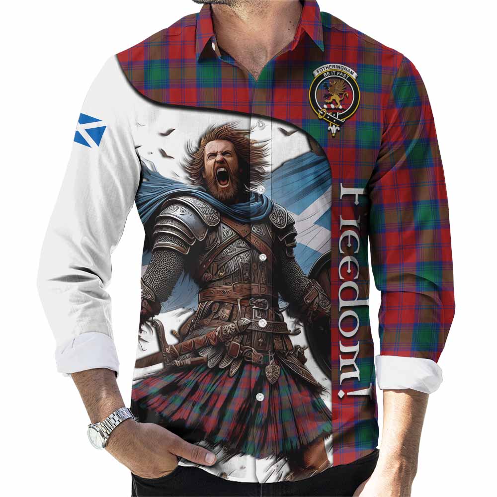 Tartan Vibes Clothing Fotheringham (Fotheringhame) Crest Tartan Long Sleeve Button Shirt Inspired by the Freedom of Scottish Warrior