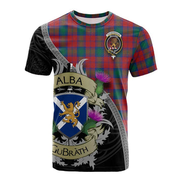 Tartan Vibes Clothing Fotheringham (Fotheringhame) Tartan Family Crest Cotton T-shirt Lion Rampant Royal Thistle Shield Celtic Inspired