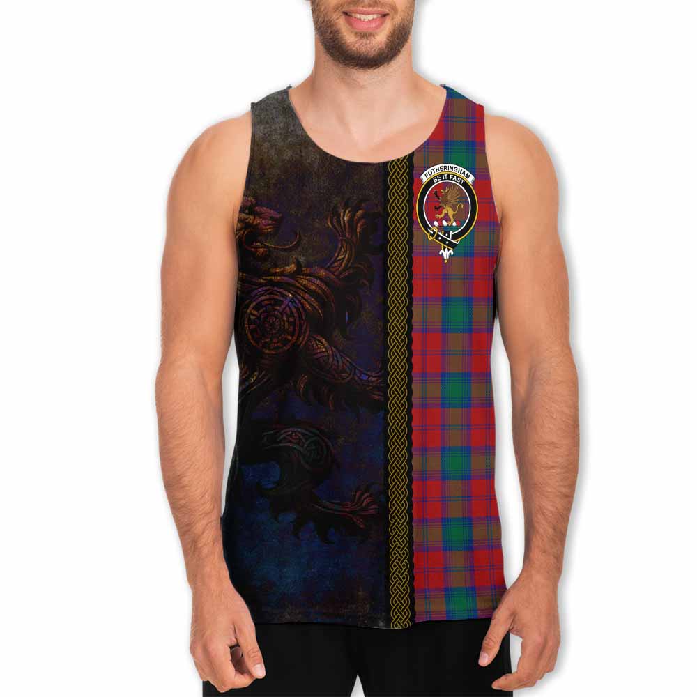 Tartan Vibes Clothing Fotheringham (Fotheringhame) Tartan Family Crest Men's Tank Top Alba Gu Brath Be Brave Lion Ancient Style
