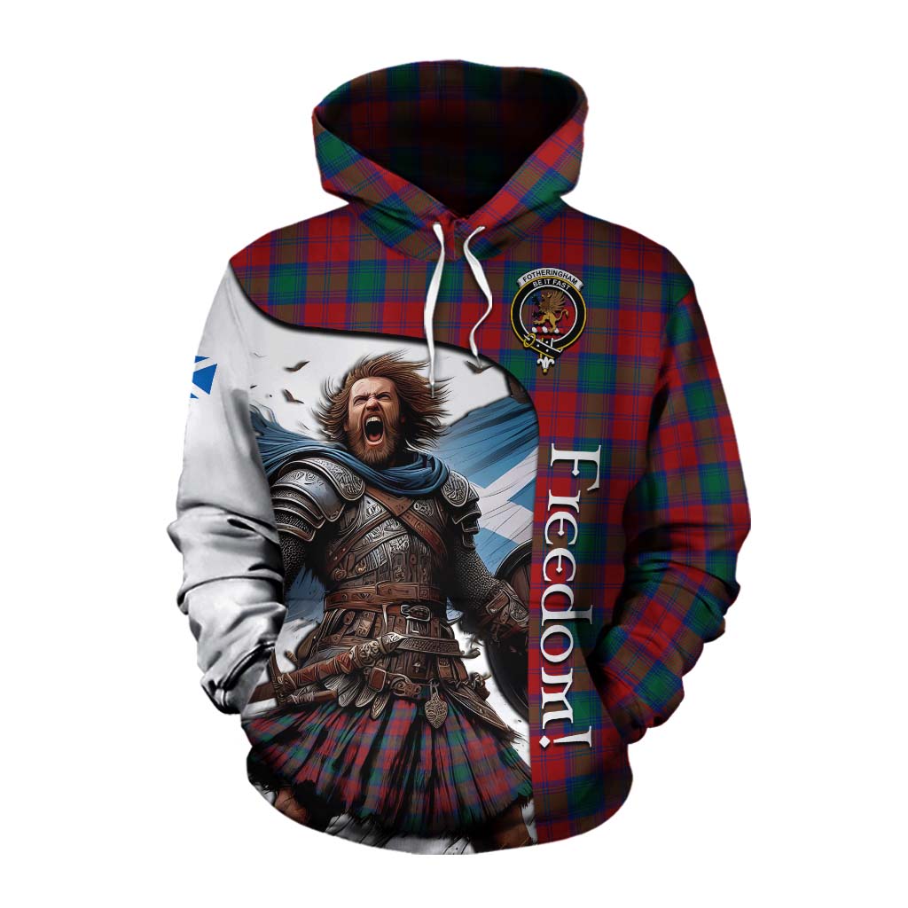 Tartan Vibes Clothing Fotheringham (Fotheringhame) Crest Tartan Cotton Hoodie Inspired by the Freedom of Scottish Warrior