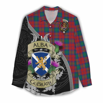 Fotheringham (Fotheringhame) Tartan Family Crest Women's Casual Shirt Lion Rampant Royal Thistle Shield Celtic Inspired