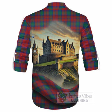 Fotheringham (Fotheringhame) Tartan Family Crest Ghillie Kilt Shirt with Scottish Ancient Castle Style
