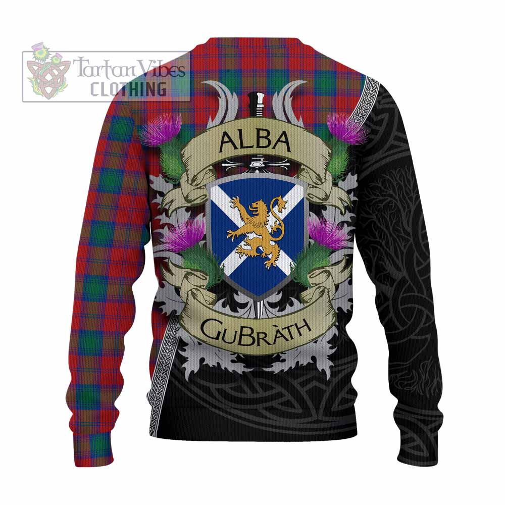 Tartan Vibes Clothing Fotheringham (Fotheringhame) Tartan Family Crest Knitted Sweater Lion Rampant Royal Thistle Shield Celtic Inspired