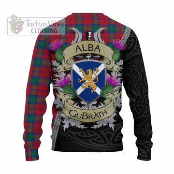 Tartan Vibes Clothing Fotheringham (Fotheringhame) Tartan Family Crest Knitted Sweater Lion Rampant Royal Thistle Shield Celtic Inspired