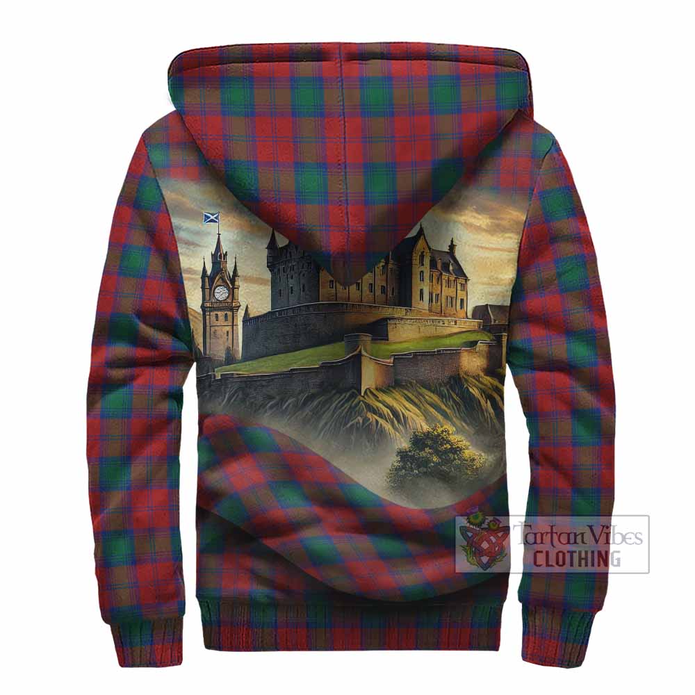Tartan Vibes Clothing Fotheringham (Fotheringhame) Tartan Family Crest Sherpa Hoodie with Scottish Ancient Castle Style