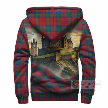 Fotheringham (Fotheringhame) Tartan Family Crest Sherpa Hoodie with Scottish Ancient Castle Style