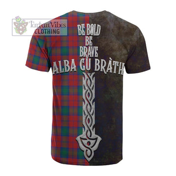 Fotheringham (Fotheringhame) Tartan Family Crest Cotton T-shirt Alba Gu Brath Be Brave Lion Ancient Style