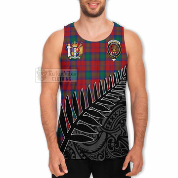 Tartan Vibes Clothing Fotheringham (Fotheringhame) Crest Tartan Men's Tank Top with New Zealand Silver Fern Half Style
