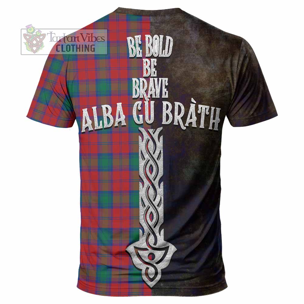 Tartan Vibes Clothing Fotheringham (Fotheringhame) Tartan Family Crest T-Shirt Alba Gu Brath Be Brave Lion Ancient Style