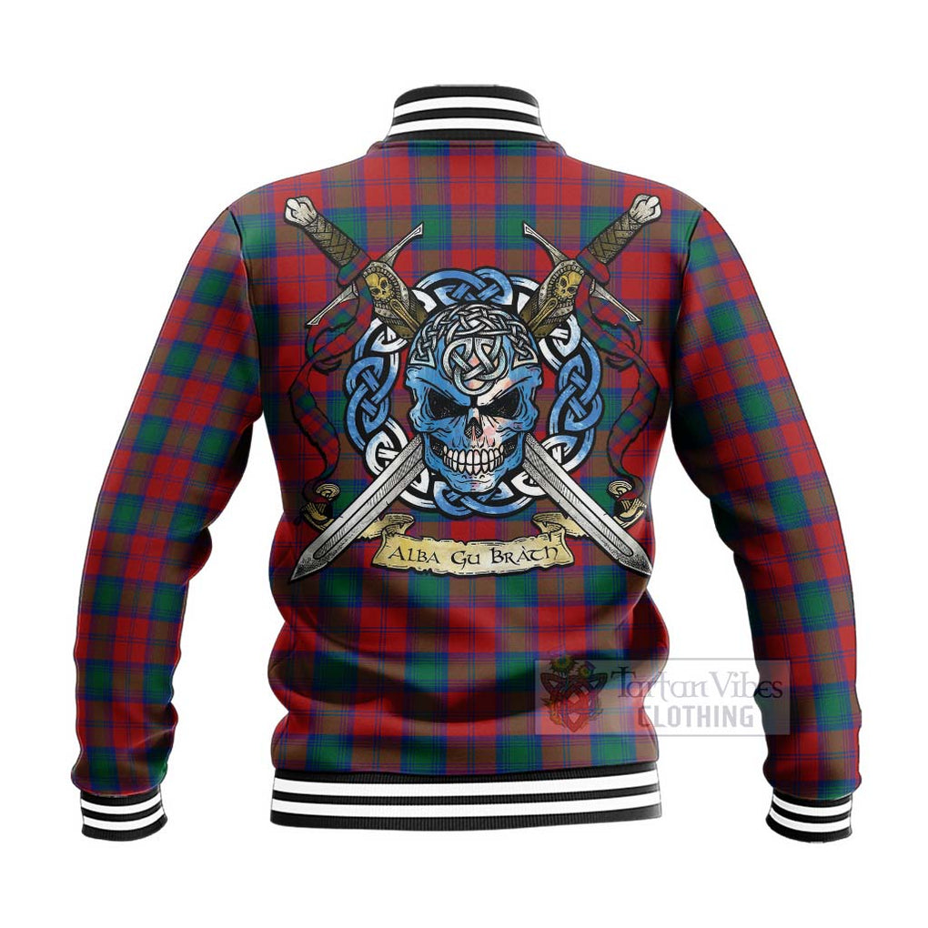 Tartan Vibes Clothing Fotheringham (Fotheringhame) Tartan Baseball Jacket with Family Crest Celtic Skull Style