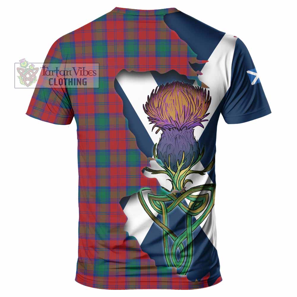 Tartan Vibes Clothing Fotheringham (Fotheringhame) Tartan Family Crest T-Shirt Scottish Thistle Celtic Inspired