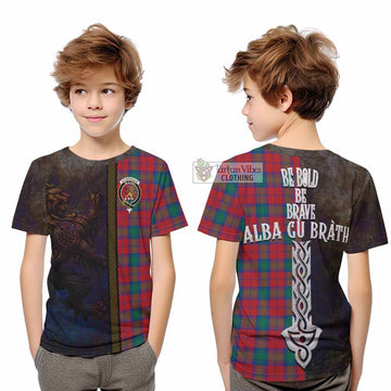 Fotheringham (Fotheringhame) Tartan Family Crest Kid T-Shirt Alba Gu Brath Be Brave Lion Ancient Style
