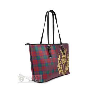 Fotheringham (Fotheringhame) Tartan Leather Tote Bag Gold Thistle Style