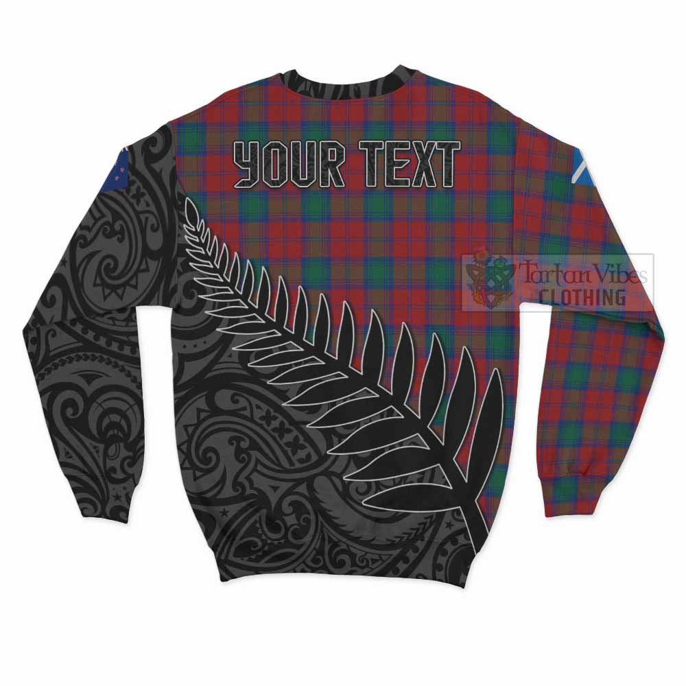 Tartan Vibes Clothing Fotheringham (Fotheringhame) Crest Tartan Sweatshirt with New Zealand Silver Fern Half Style