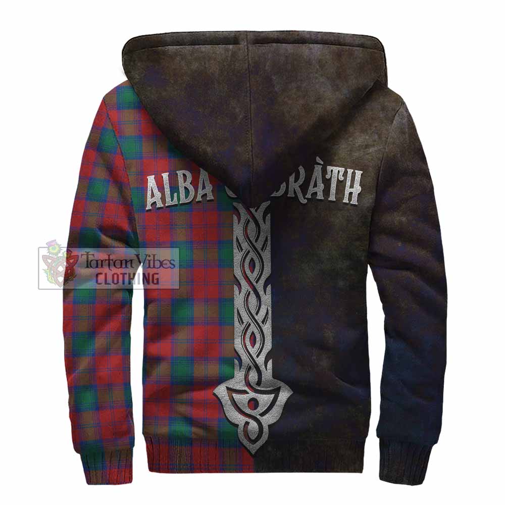 Tartan Vibes Clothing Fotheringham (Fotheringhame) Tartan Family Crest Sherpa Hoodie Alba Gu Brath Be Brave Lion Ancient Style