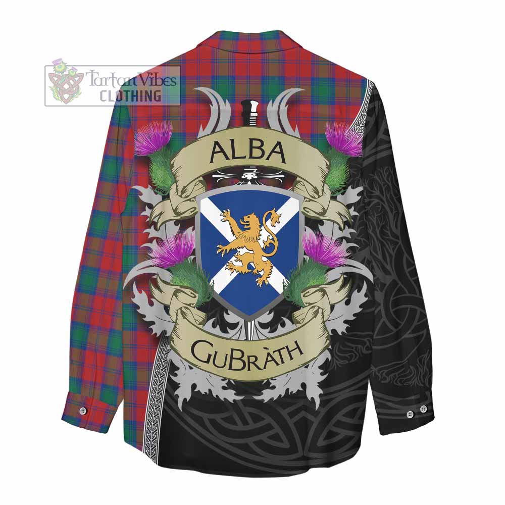 Tartan Vibes Clothing Fotheringham (Fotheringhame) Tartan Family Crest Women's Casual Shirt Lion Rampant Royal Thistle Shield Celtic Inspired