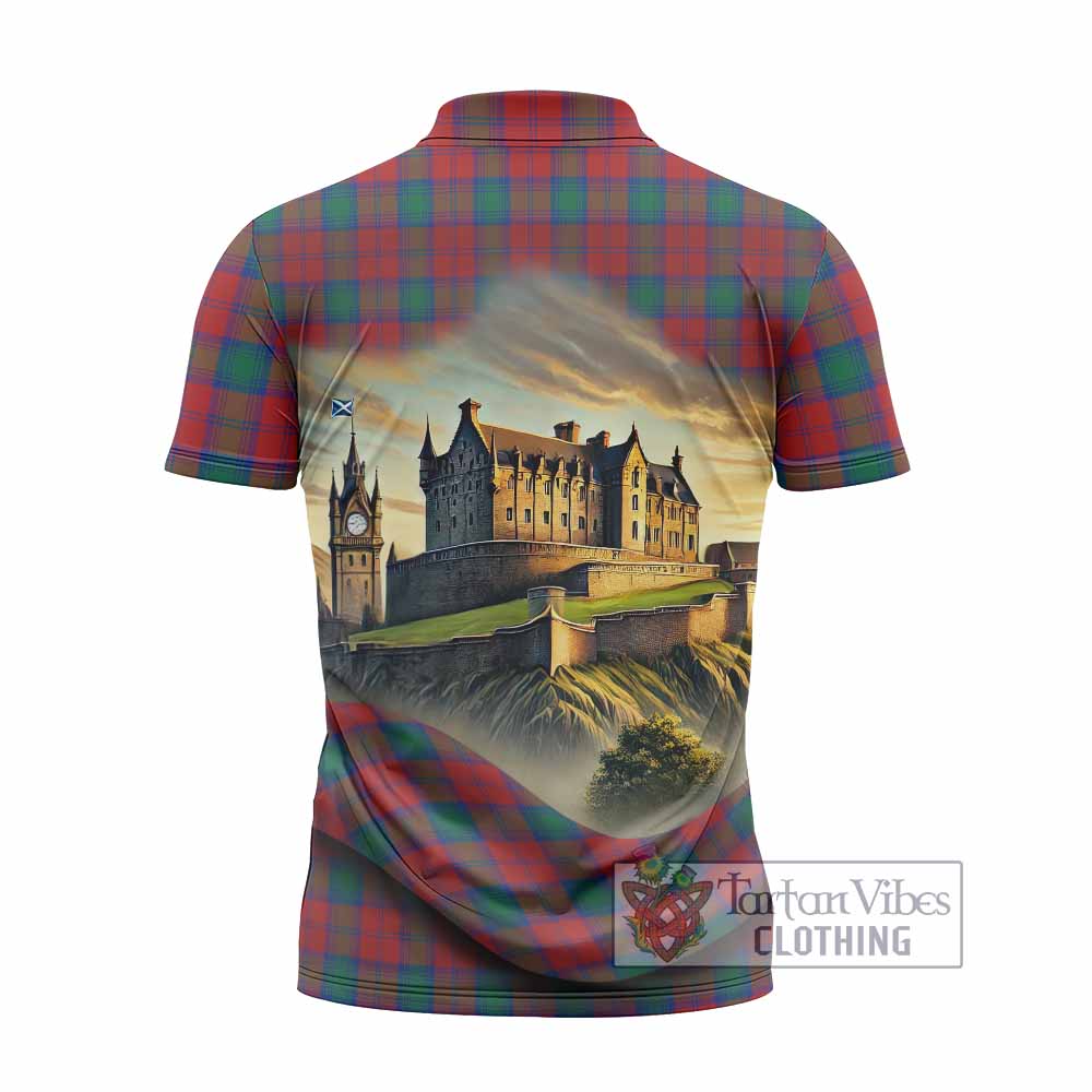 Tartan Vibes Clothing Fotheringham (Fotheringhame) Tartan Family Crest Zipper Polo Shirt with Scottish Ancient Castle Stype