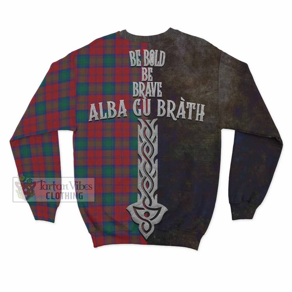 Tartan Vibes Clothing Fotheringham (Fotheringhame) Tartan Family Crest Sweatshirt Alba Gu Brath Be Brave Lion Ancient Style
