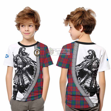 Fotheringham (Fotheringhame) Tartan Clan Crest Kid T-Shirt with Highlander Warrior Celtic Style
