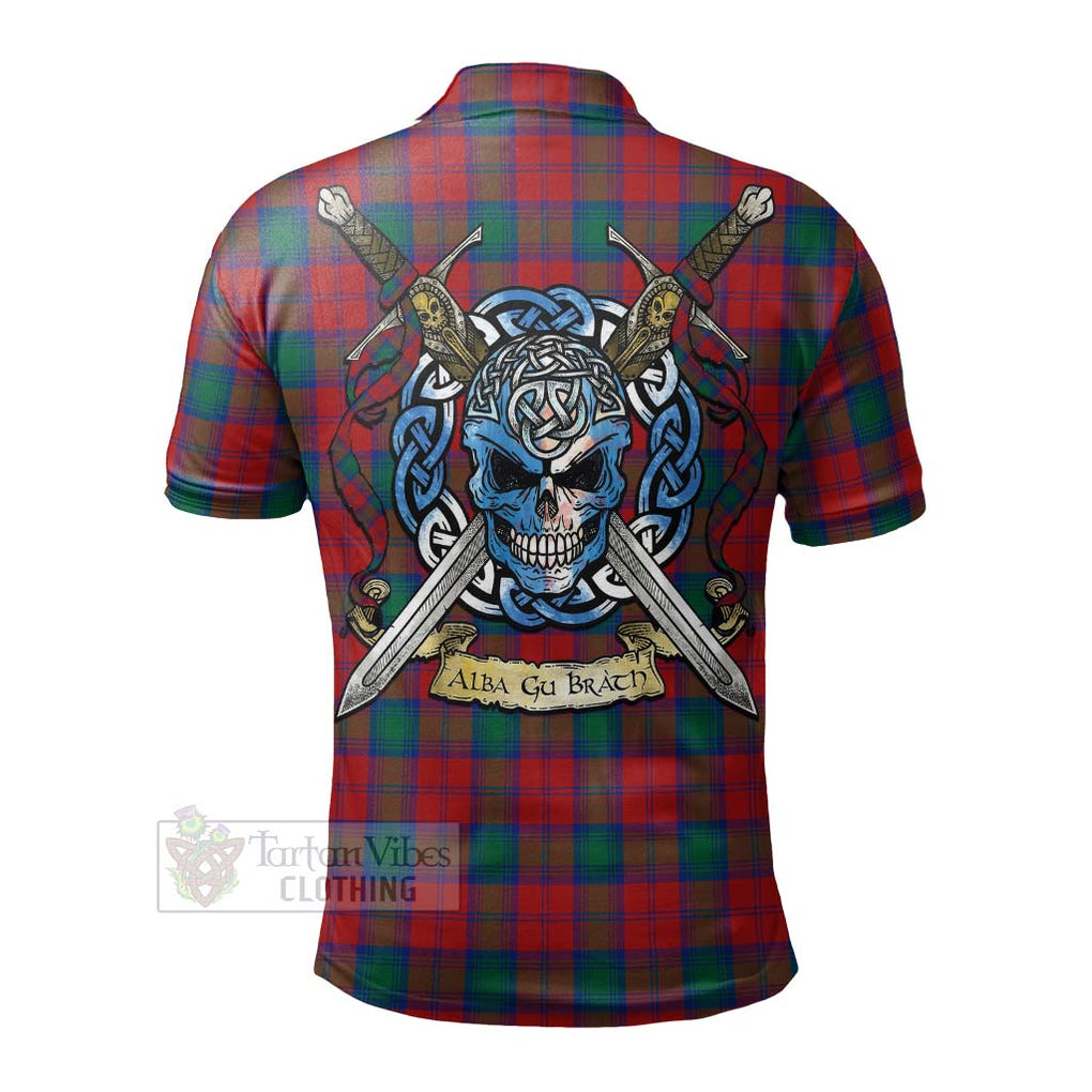Tartan Vibes Clothing Fotheringham (Fotheringhame) Tartan Polo Shirt with Family Crest Celtic Skull Style
