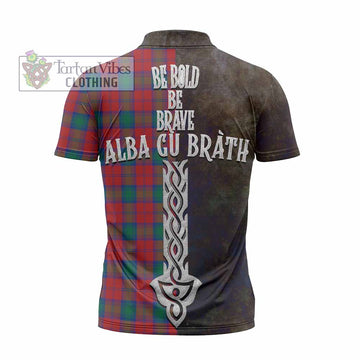 Fotheringham (Fotheringhame) Tartan Family Crest Zipper Polo Shirt Alba Gu Brath Be Brave Lion Ancient Style