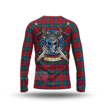 Tartan Vibes Clothing Fotheringham (Fotheringhame) Tartan Long Sleeve T-Shirt with Family Crest Celtic Skull Style