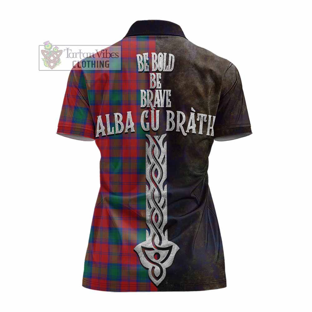 Tartan Vibes Clothing Fotheringham (Fotheringhame) Tartan Family Crest Women's Polo Shirt Alba Gu Brath Be Brave Lion Ancient Style