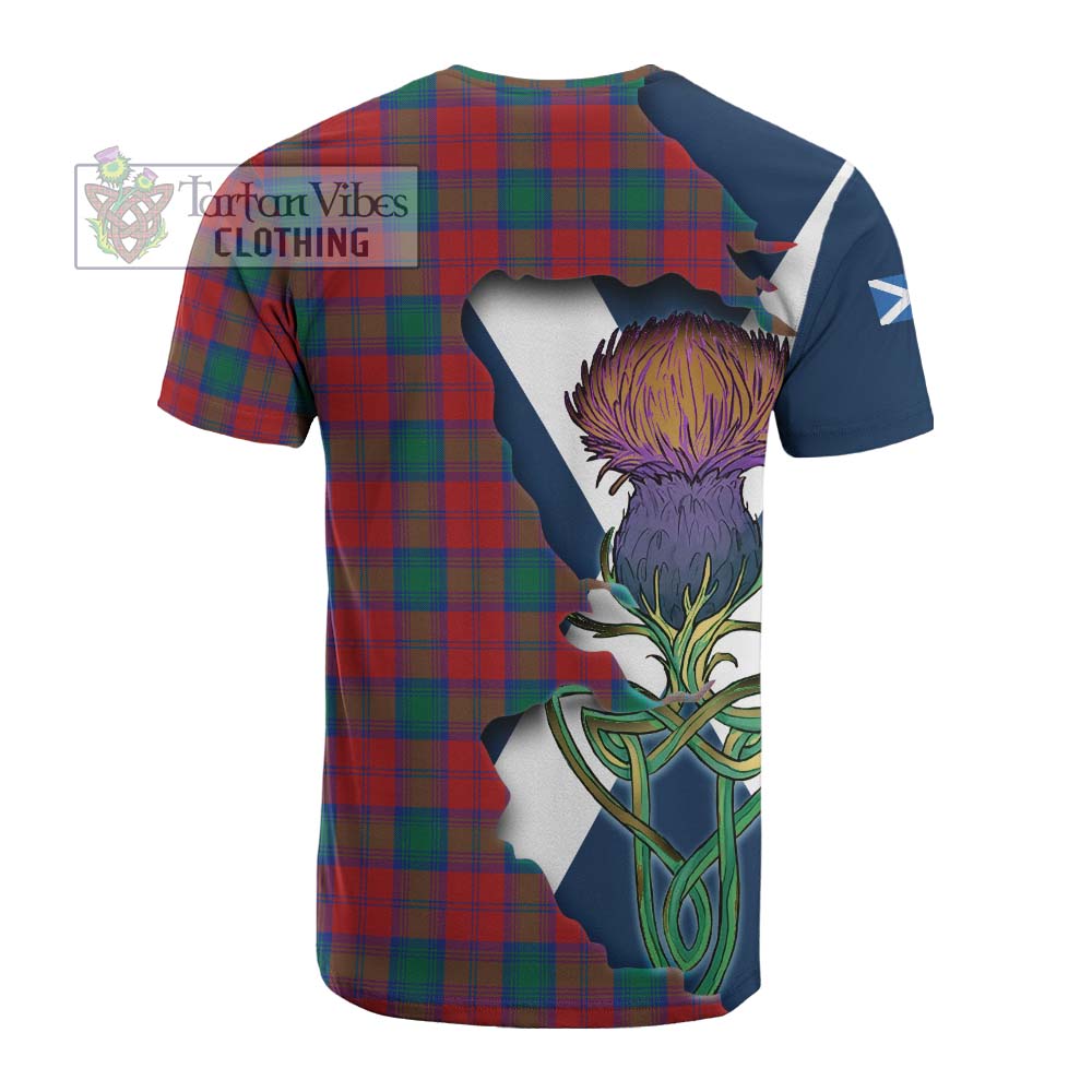 Tartan Vibes Clothing Fotheringham (Fotheringhame) Tartan Family Crest Cotton T-shirt Scottish Thistle Celtic Inspired