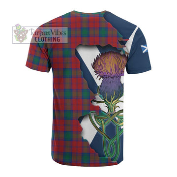 Tartan Vibes Clothing Fotheringham (Fotheringhame) Tartan Family Crest Cotton T-shirt Scottish Thistle Celtic Inspired