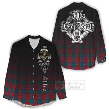 Tartan Vibes Clothing Fotheringham (Fotheringhame) Tartan Women's Casual Shirt Featuring Alba Gu Brath Family Crest Celtic Inspired