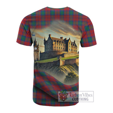 Tartan Vibes Clothing Fotheringham (Fotheringhame) Tartan Family Crest Cotton T-shirt with Scottish Ancient Castle Style
