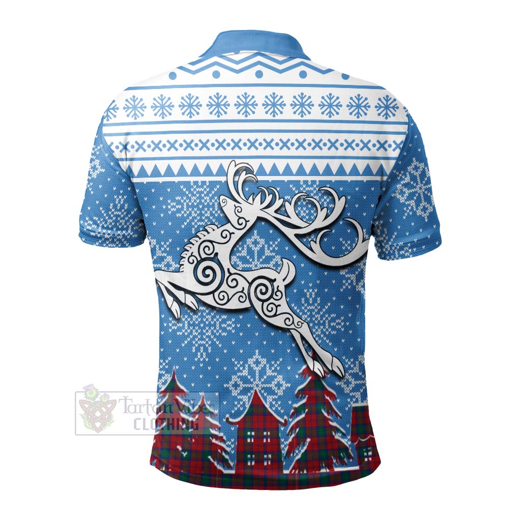 Tartan Vibes Clothing Fotheringham (Fotheringhame) Clan Christmas Polo Shirt Celtic Reindeer Style