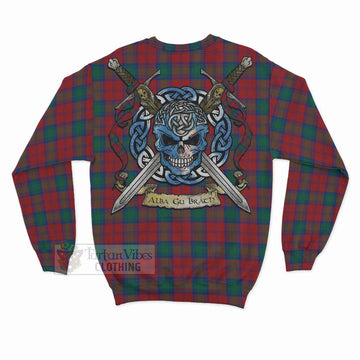 Tartan Vibes Clothing Fotheringham (Fotheringhame) Tartan Sweatshirt with Family Crest Celtic Skull Style