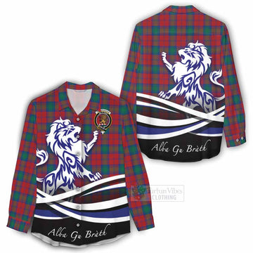 Tartan Vibes Clothing Fotheringham (Fotheringhame) Tartan Women's Casual Shirt with Alba Gu Brath Regal Lion Emblem