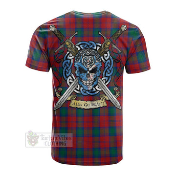 Tartan Vibes Clothing Fotheringham (Fotheringhame) Tartan Cotton T-shirt with Family Crest Celtic Skull Style