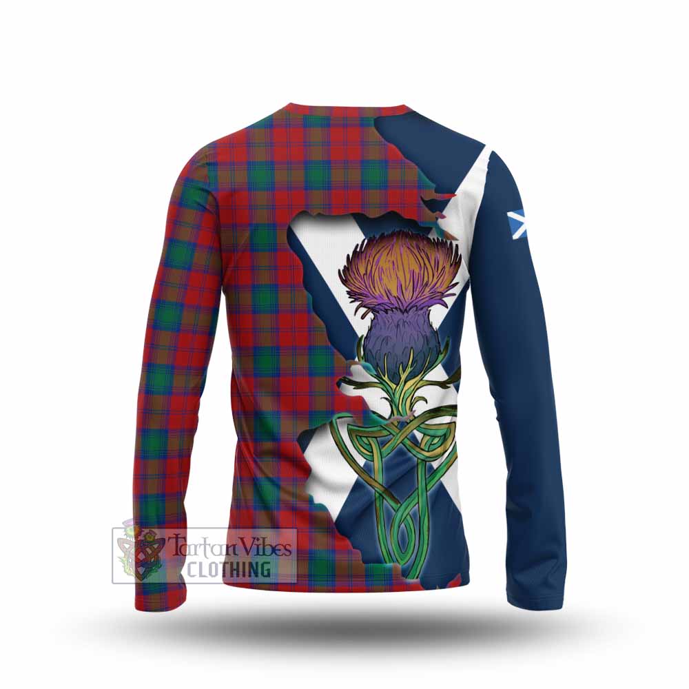 Tartan Vibes Clothing Fotheringham (Fotheringhame) Tartan Family Crest Long Sleeve T-Shirt Scottish Thistle Celtic Inspired