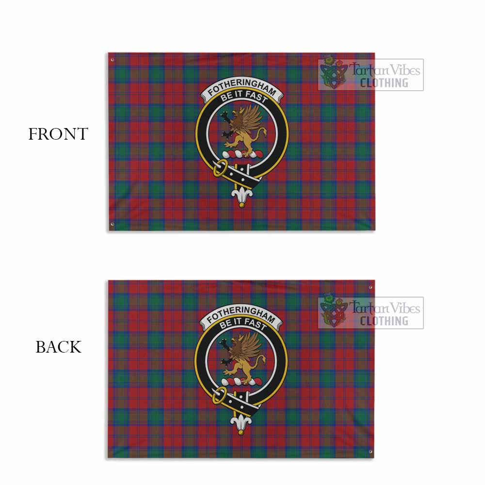 Tartan Vibes Clothing Fotheringham (Fotheringhame) Tartan House Flag with Family Crest